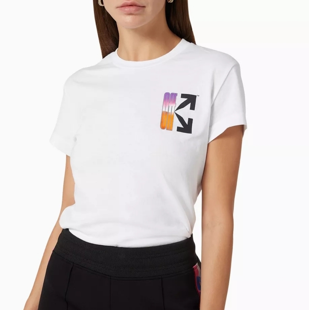 OFF-WHITE NWT Women's Gradient Arrows Logo Slim Fit T-Shirt Size Large $340